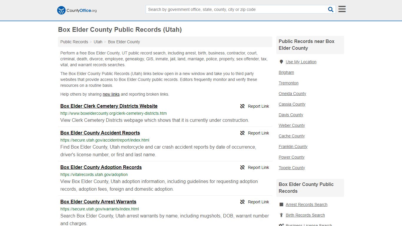 Box Elder County Public Records (Utah) - County Office